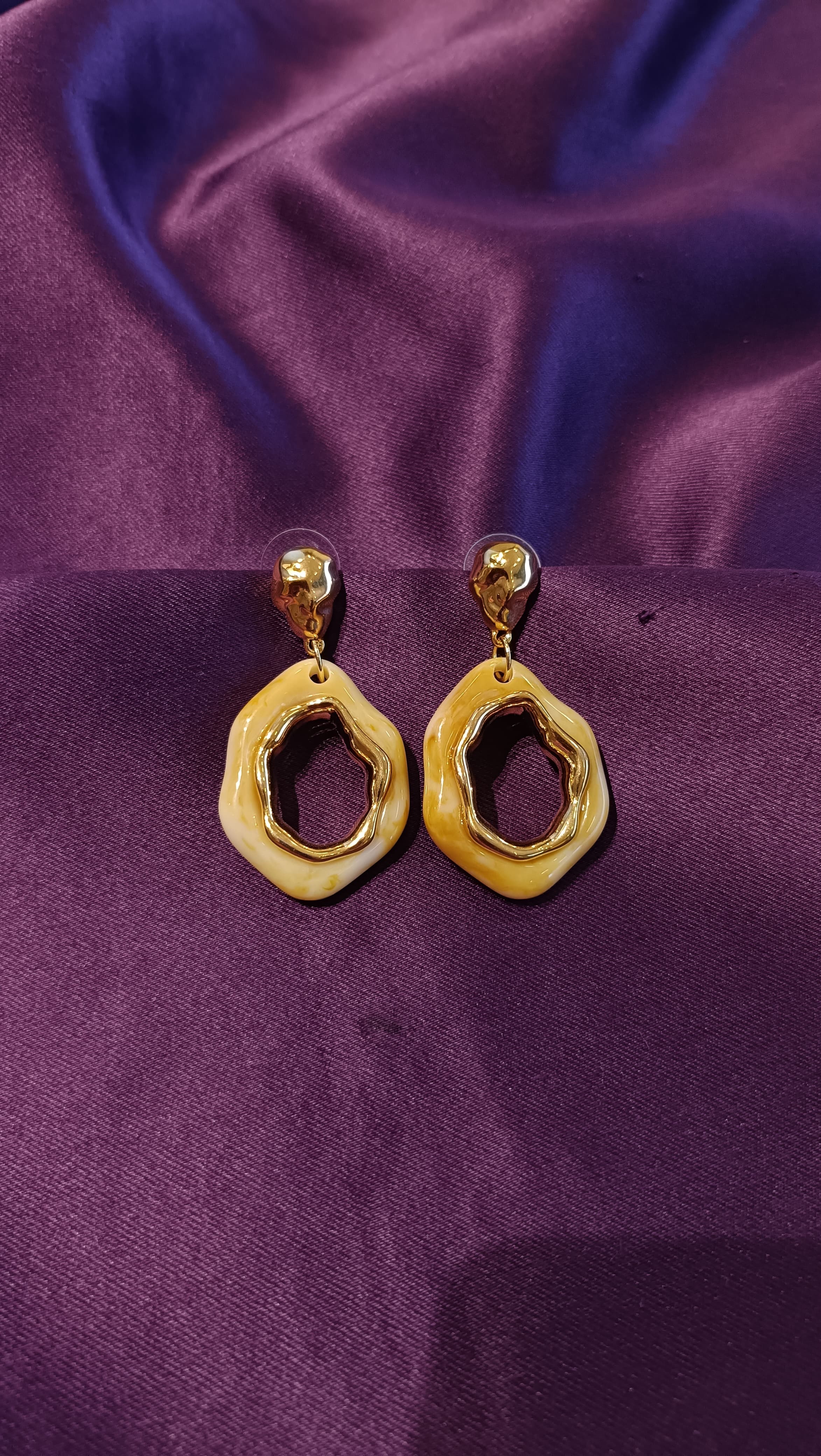 Butter Yellow Enamel Drop Earrings