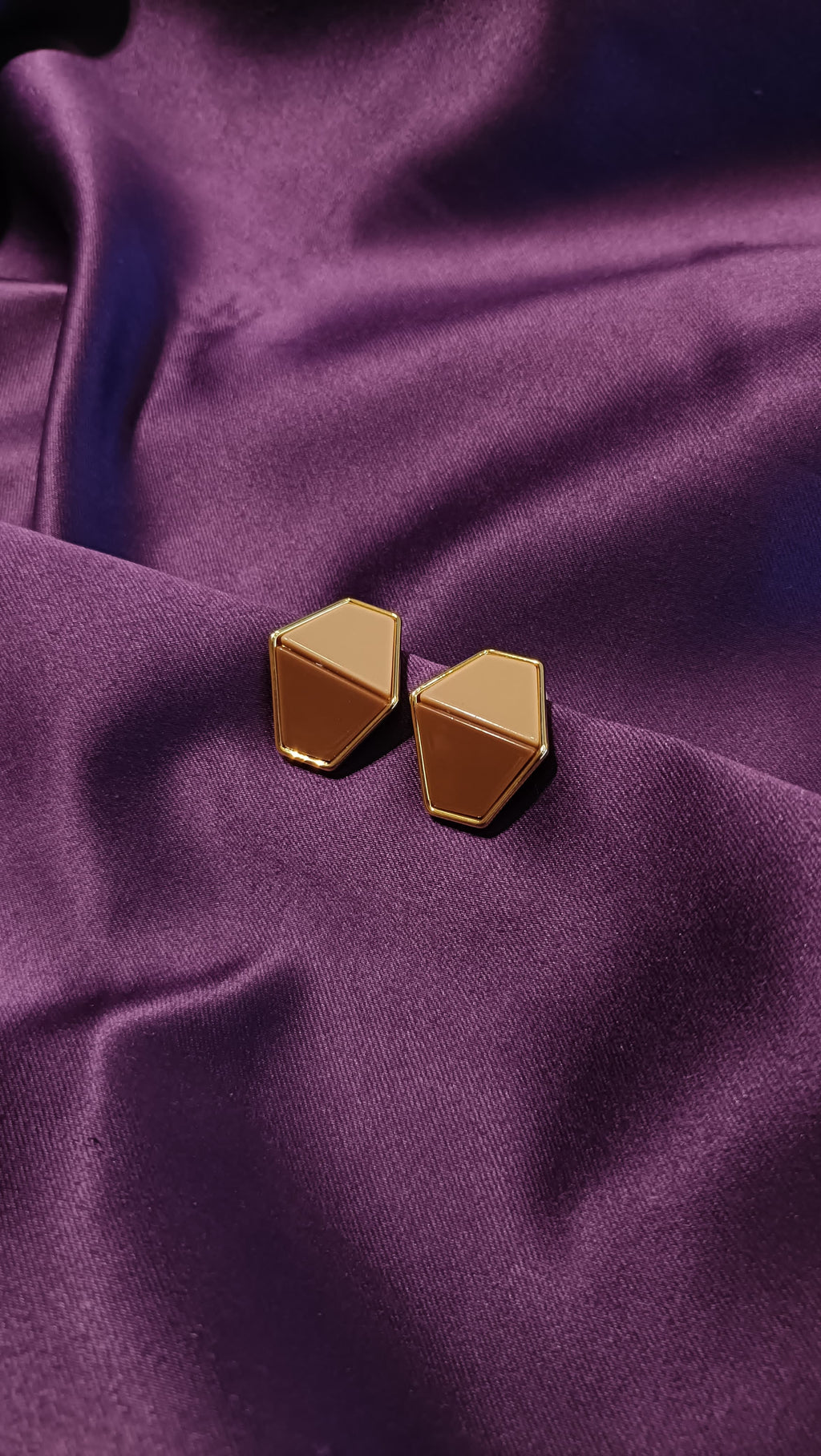 Blush & Mocha Hexagon Stud Earrings