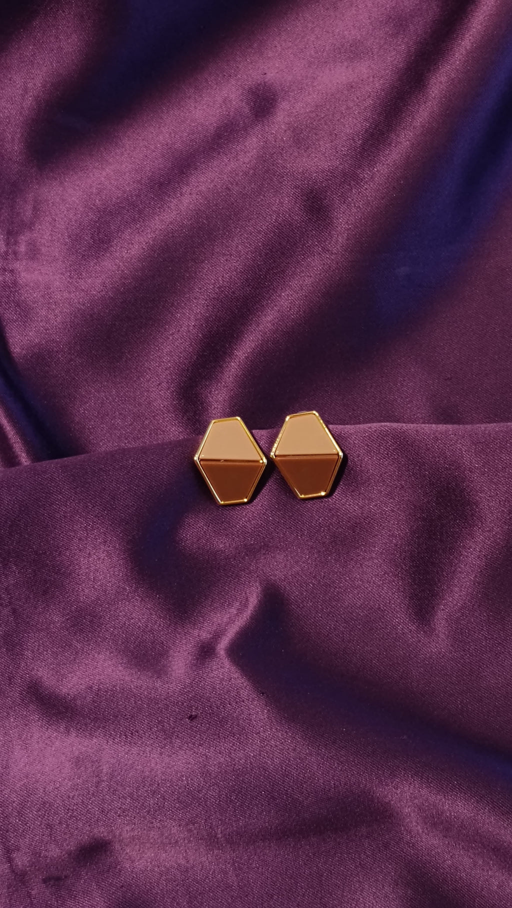 Blush & Mocha Hexagon Stud Earrings