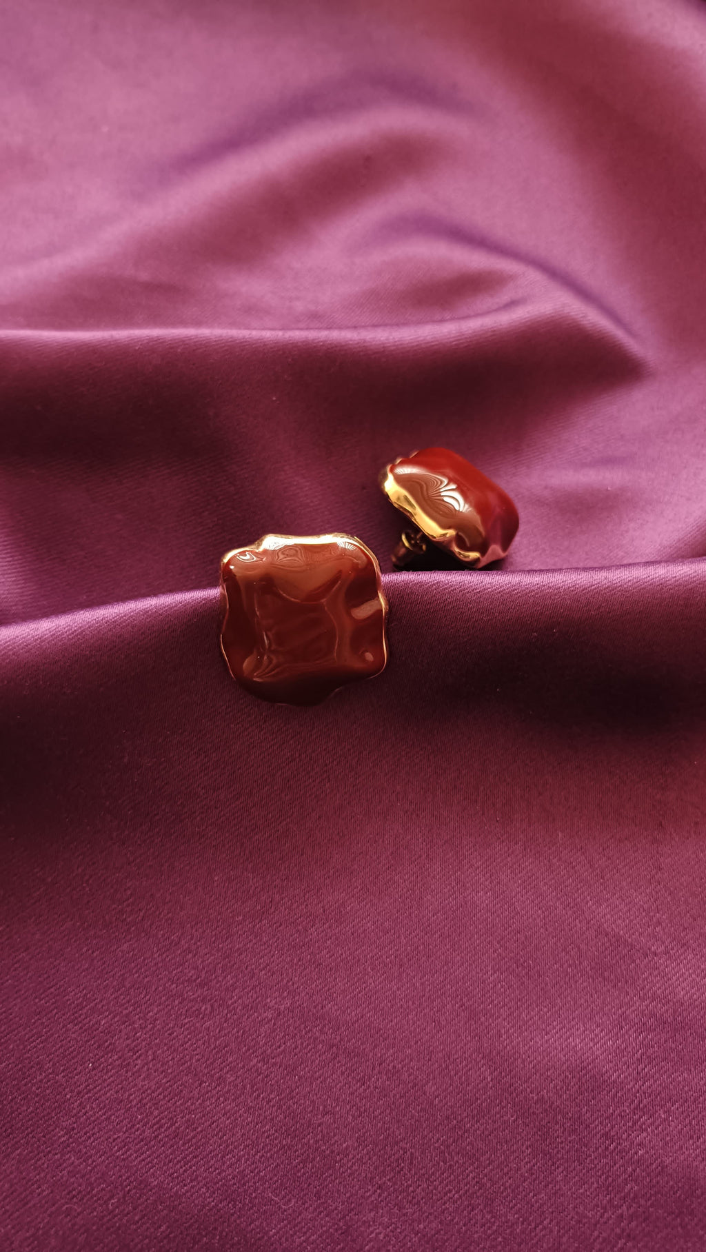 Crimson Enamel Stud Earrings