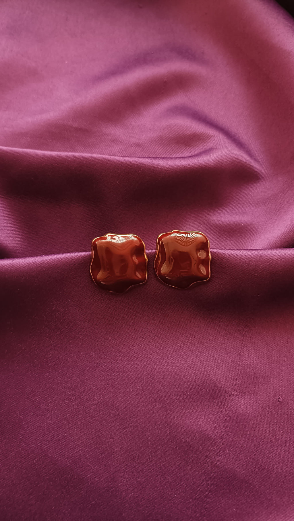 Crimson Enamel Stud Earrings
