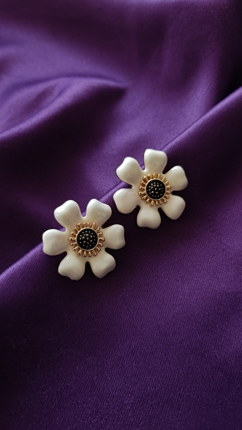 Ivory Bloom Floral Stud Earrings