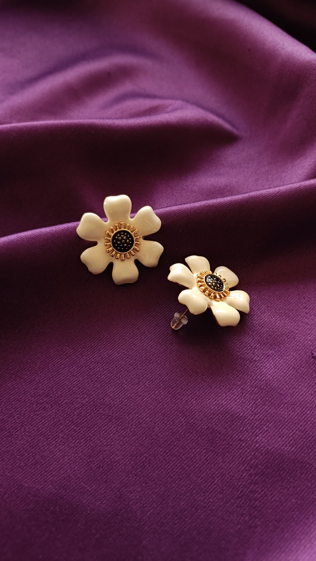 Ivory Bloom Floral Stud Earrings