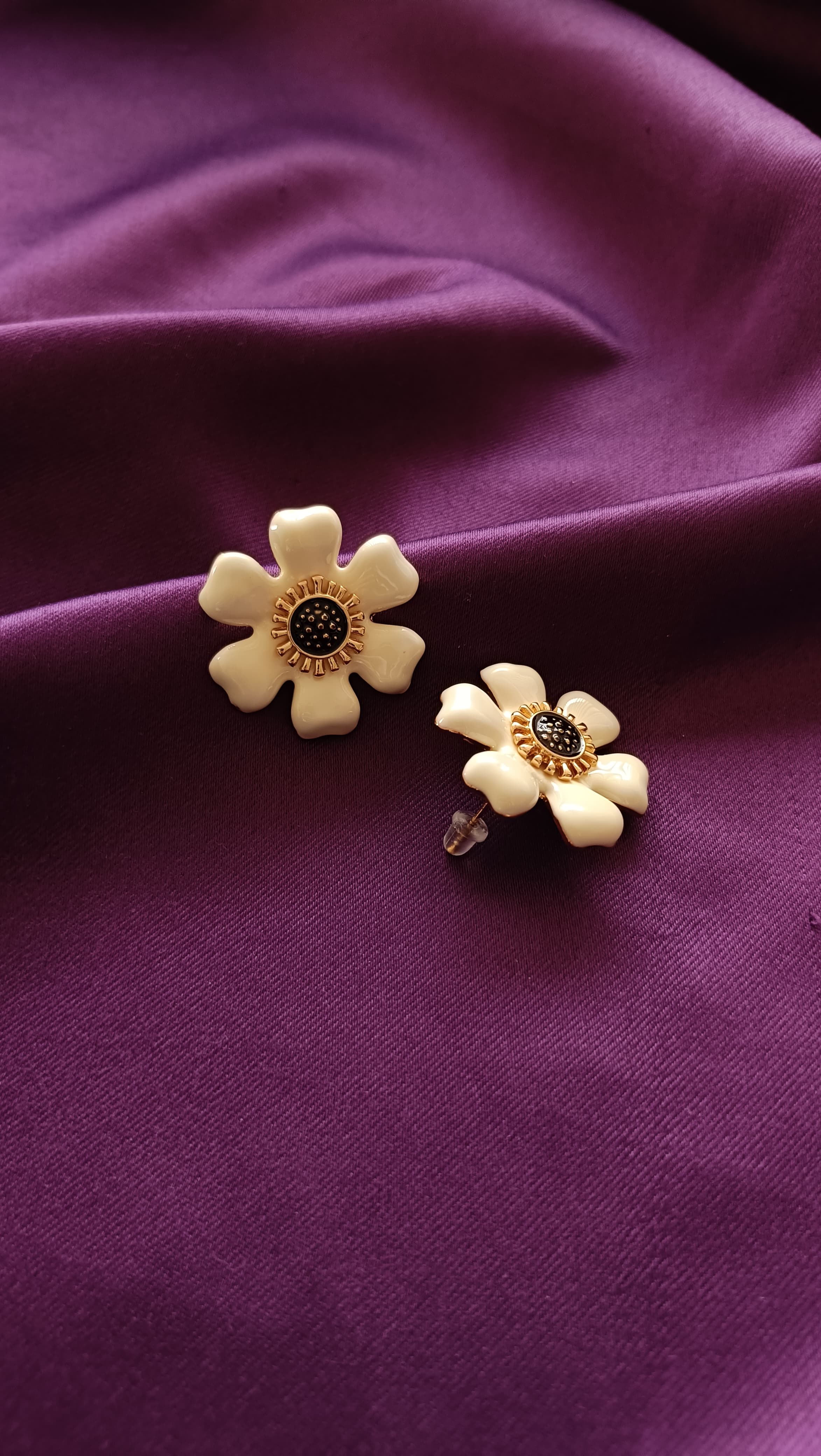 Ivory Bloom Floral Stud Earrings