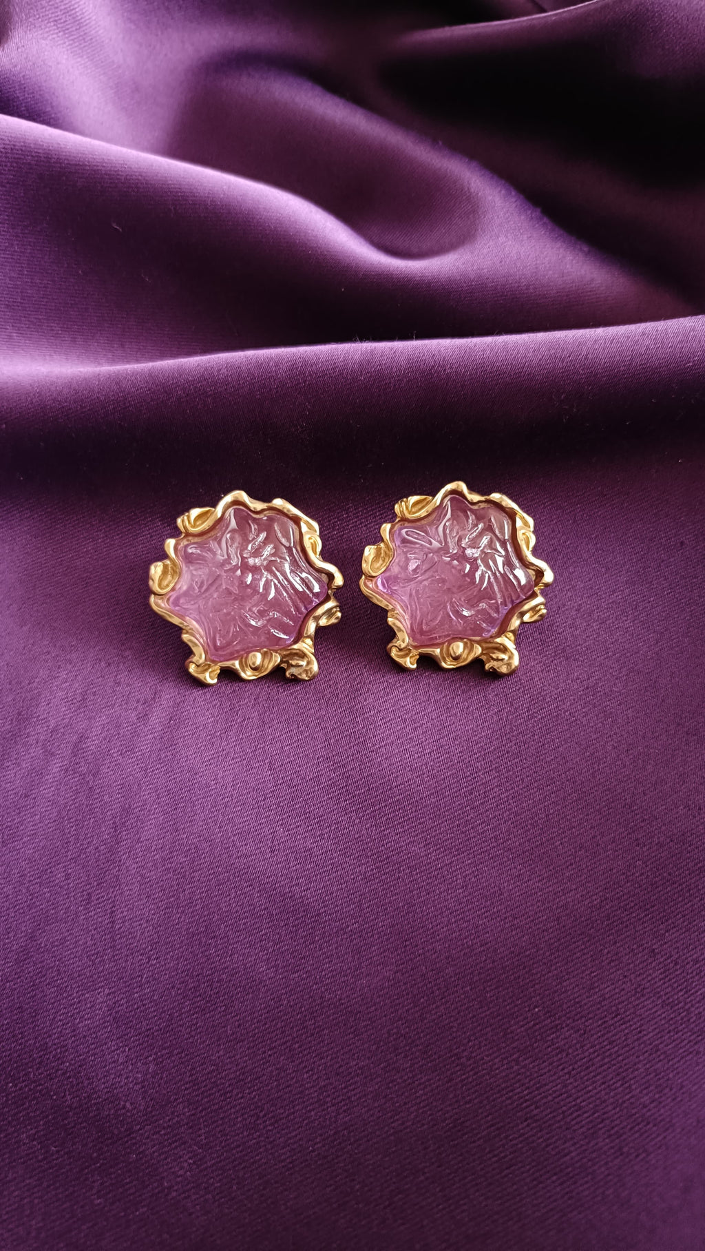Amethyst Baroque Gold Stud Earrings
