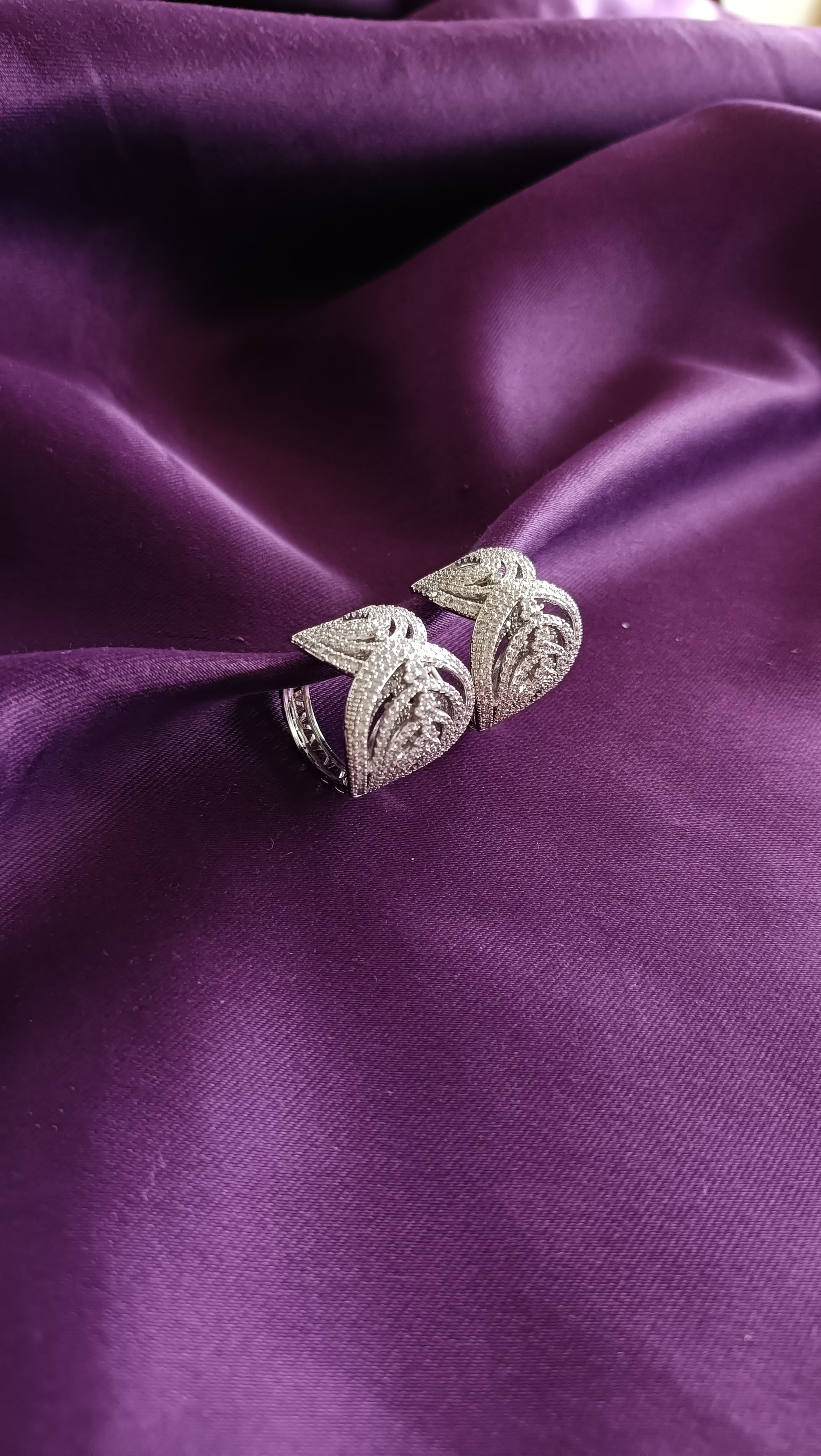 Pavé Art Nouveau Leaf Cluster Stud Earrings