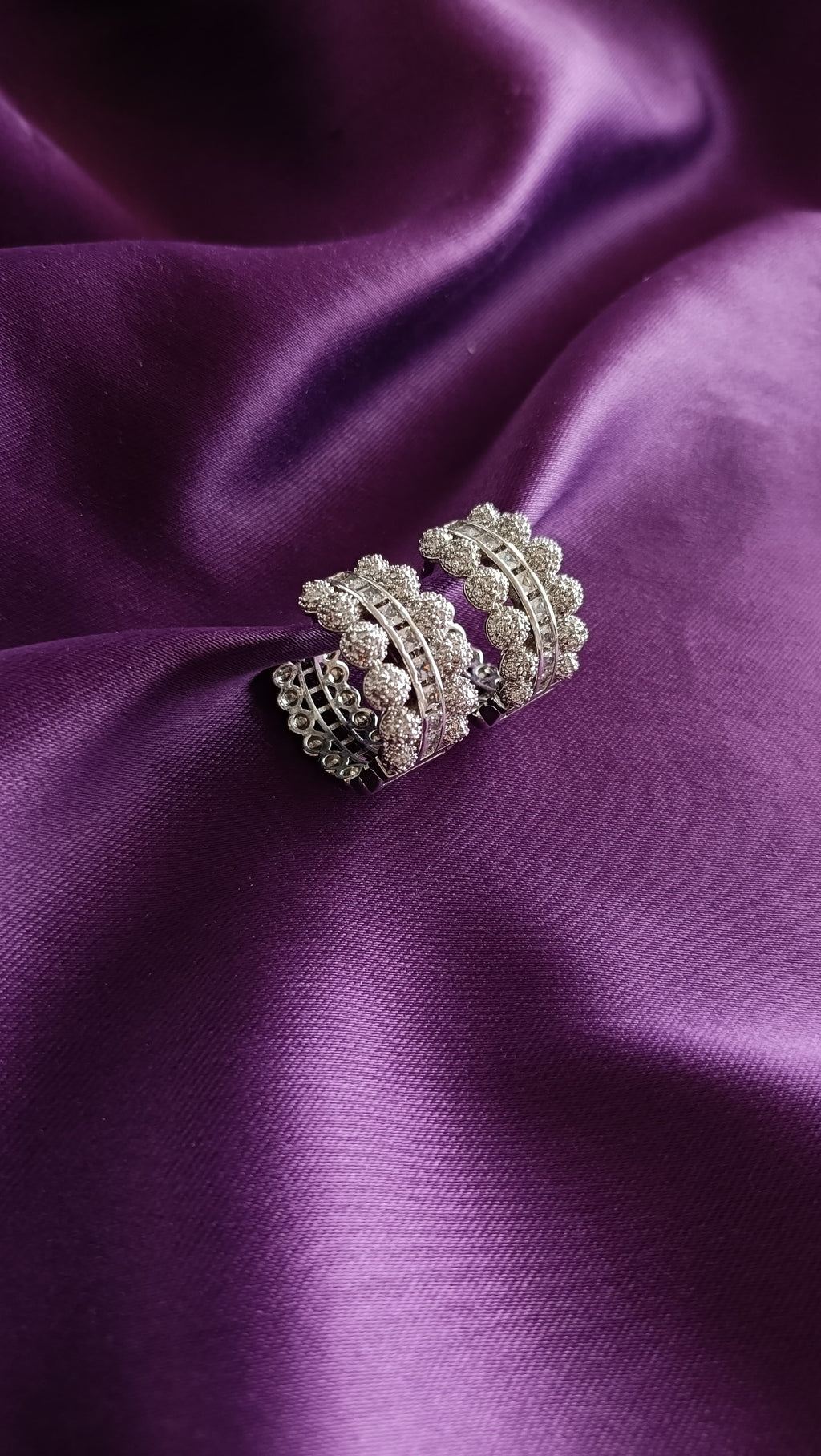 Triple-Row Pavé Dome Huggie Hoop Earrings