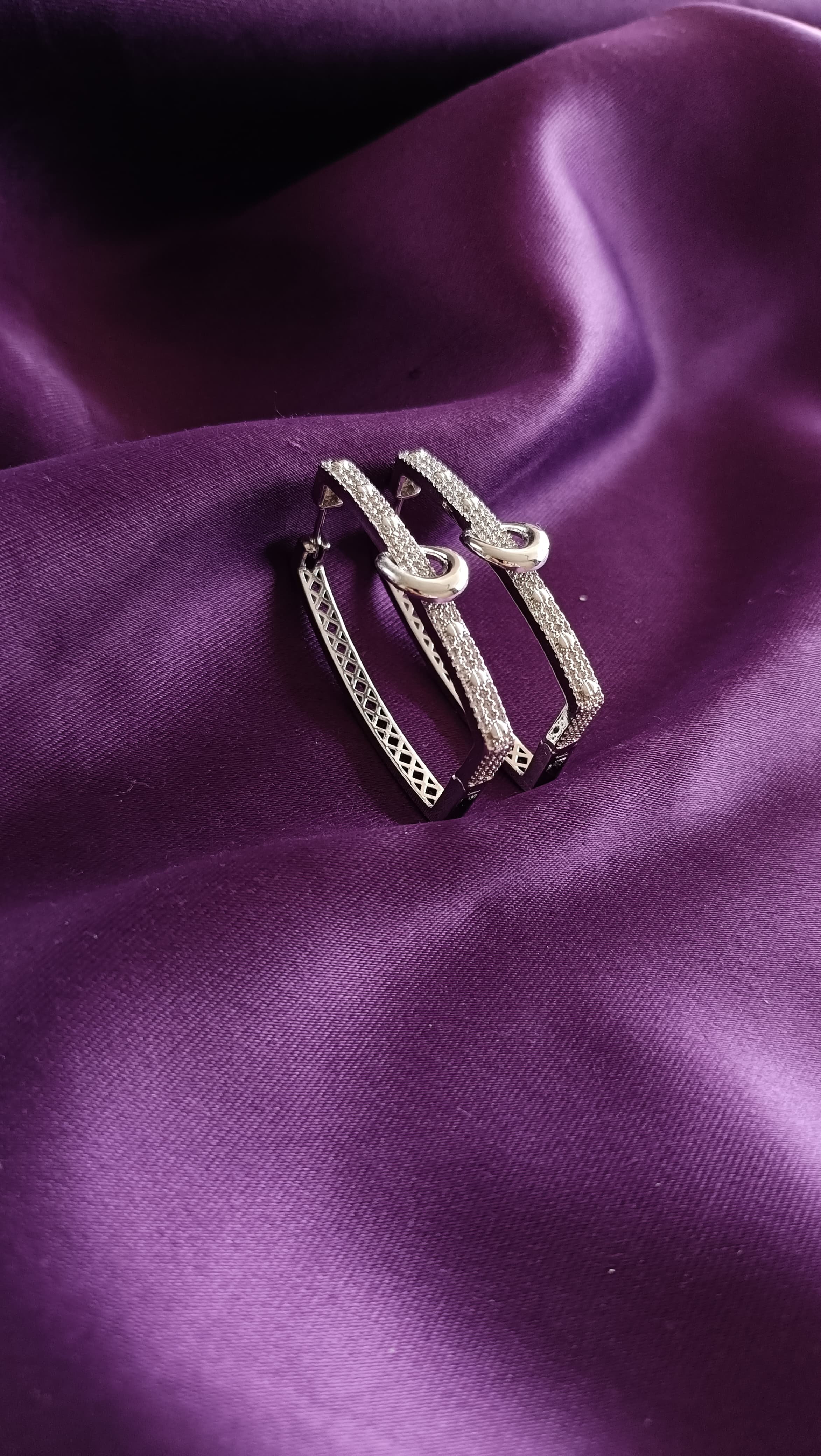 Pavé Huggie with Crystal Bar Drop Earrings