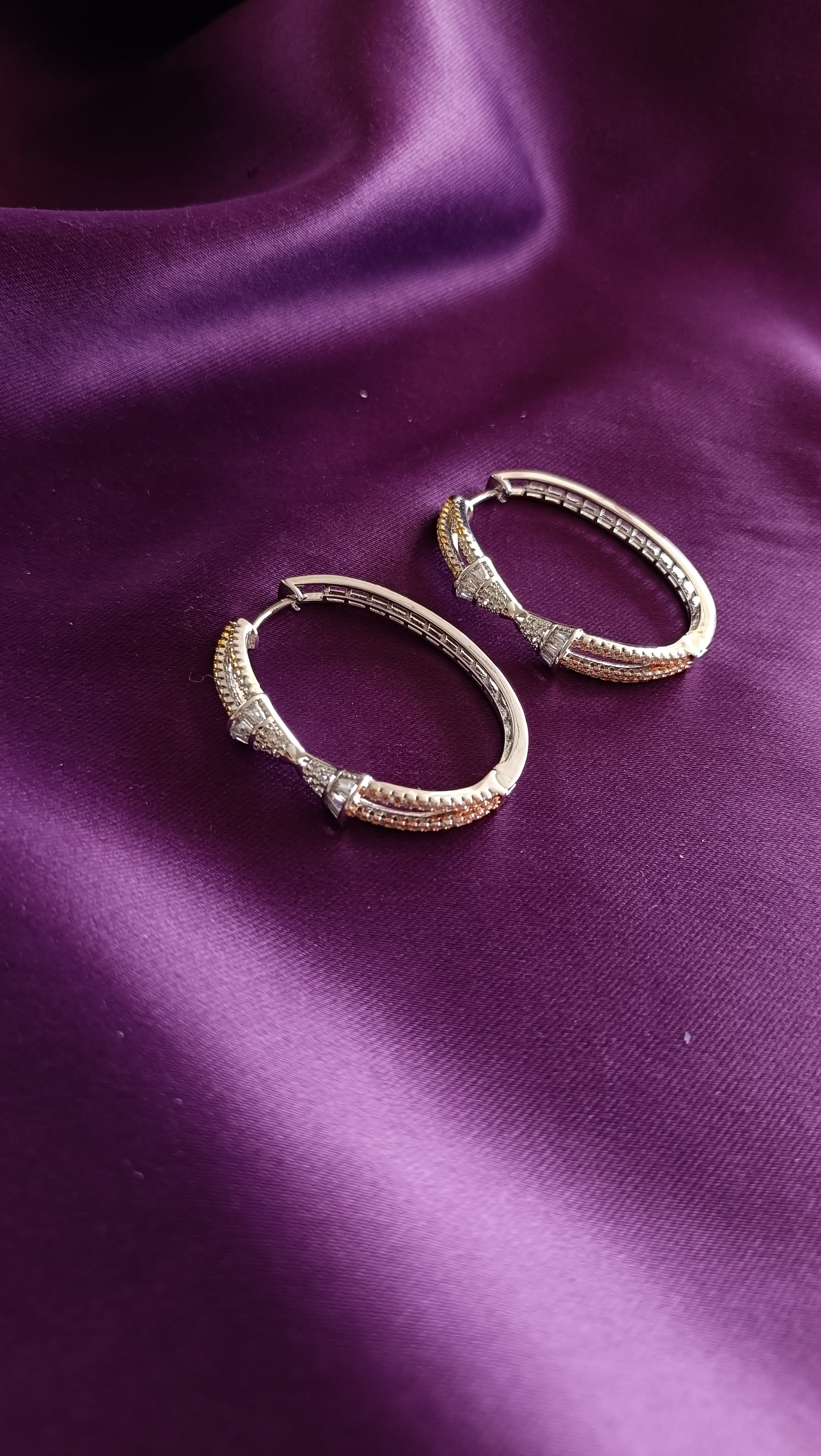 Art Deco Baguette Tassel Drop Hoop Earrings