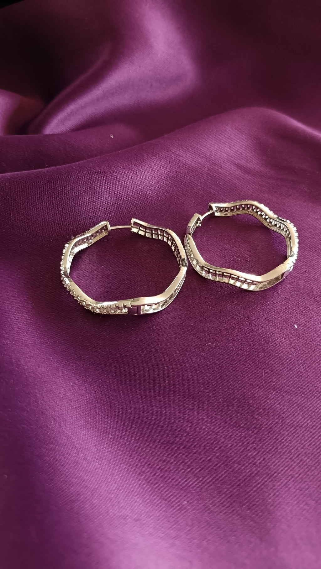 Baguette Crystal Wave Hoop Earrings