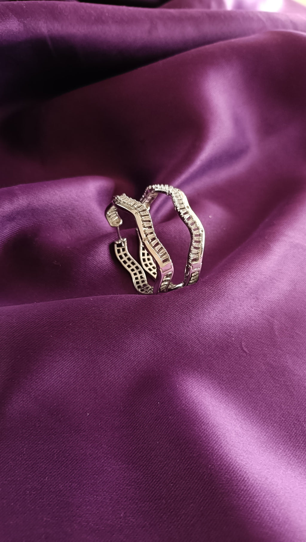 Baguette Crystal Wave Hoop Earrings