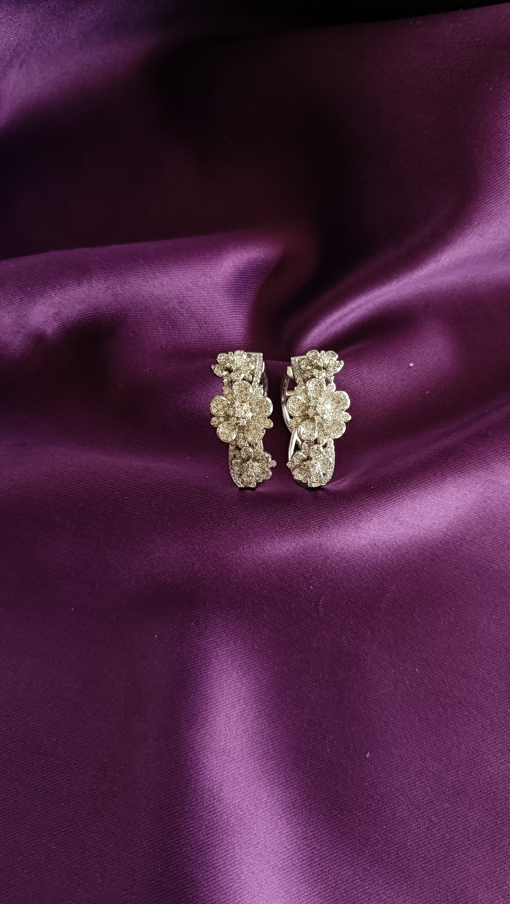 Pavé Floral Cluster Hoop Earrings