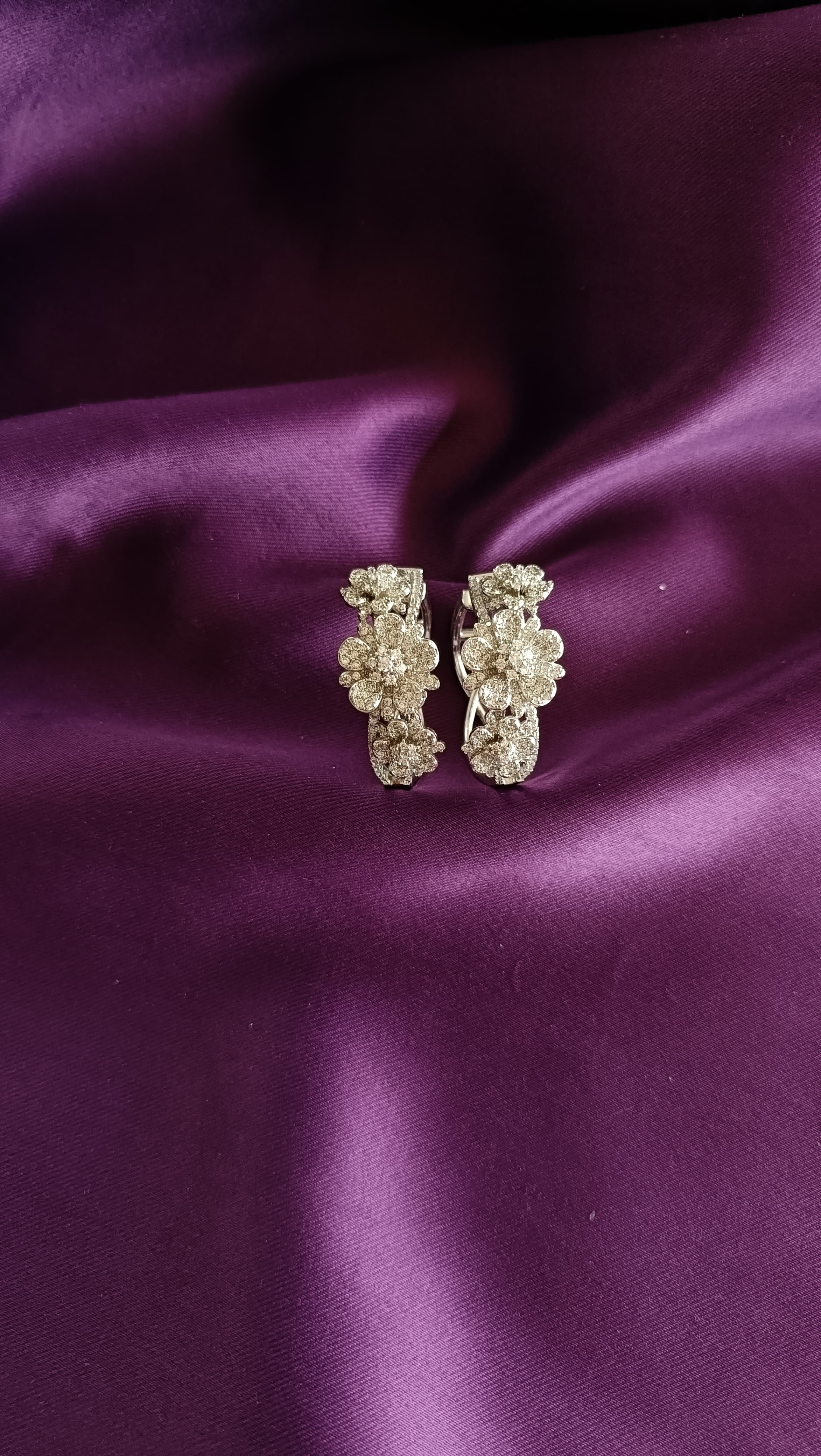 Pavé Floral Cluster Hoop Earrings