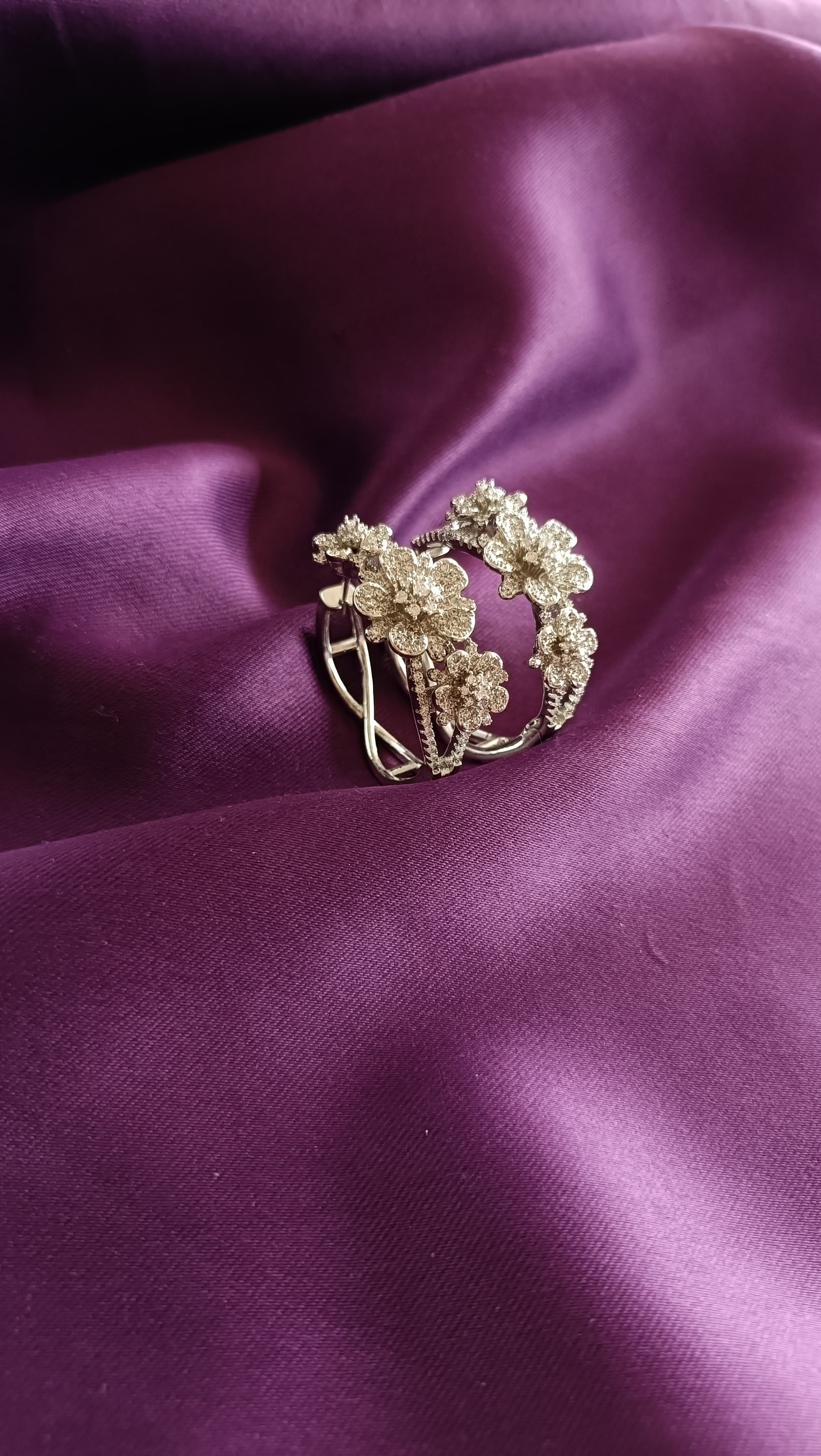 Pavé Floral Cluster Hoop Earrings
