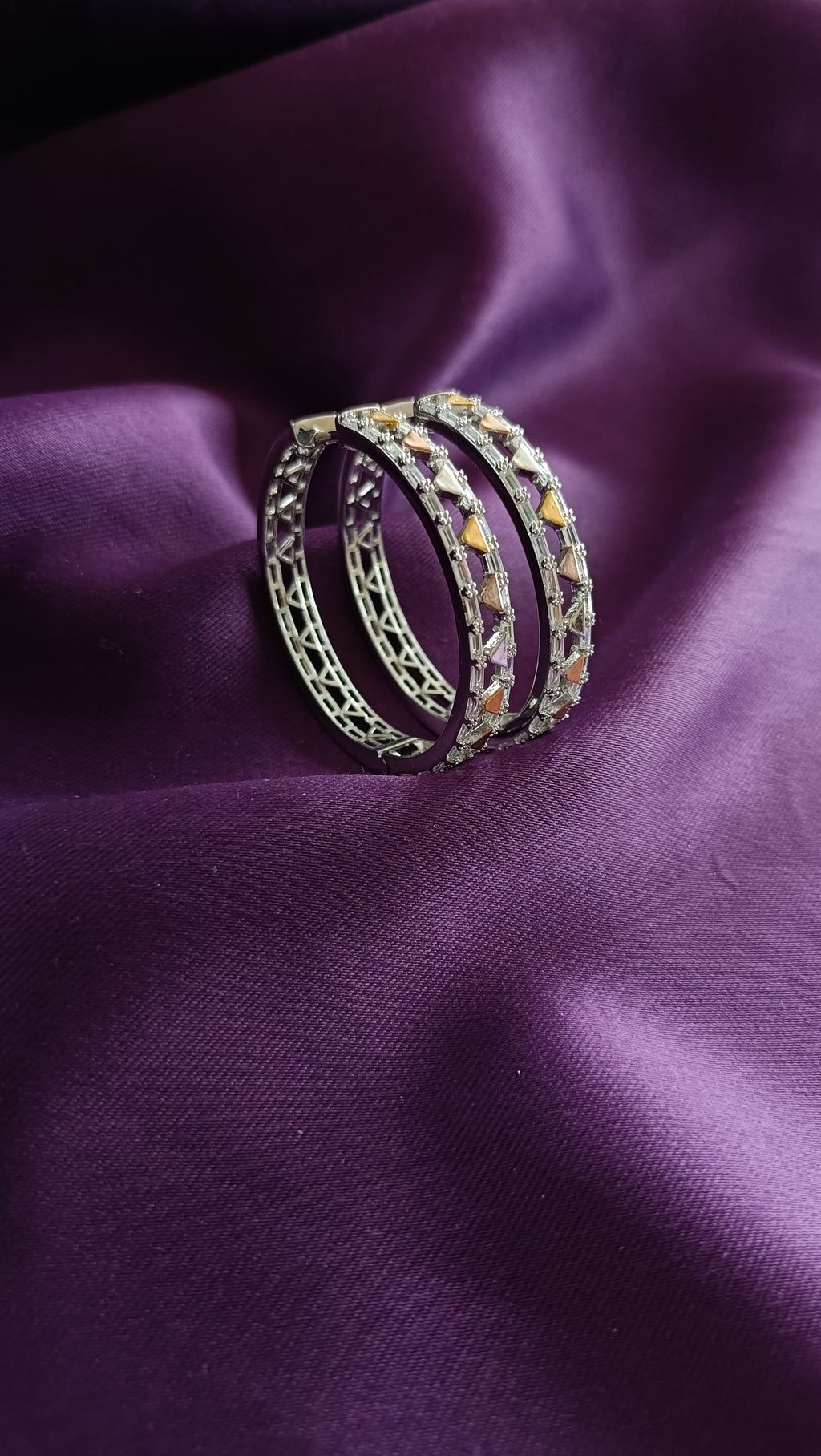 Geometric Triangle Lattice Hoop Earrings
