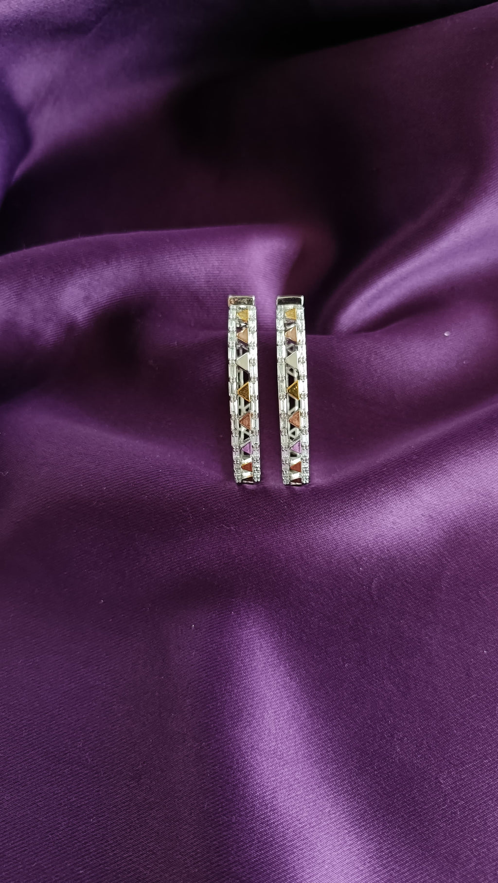 Geometric Triangle Lattice Hoop Earrings