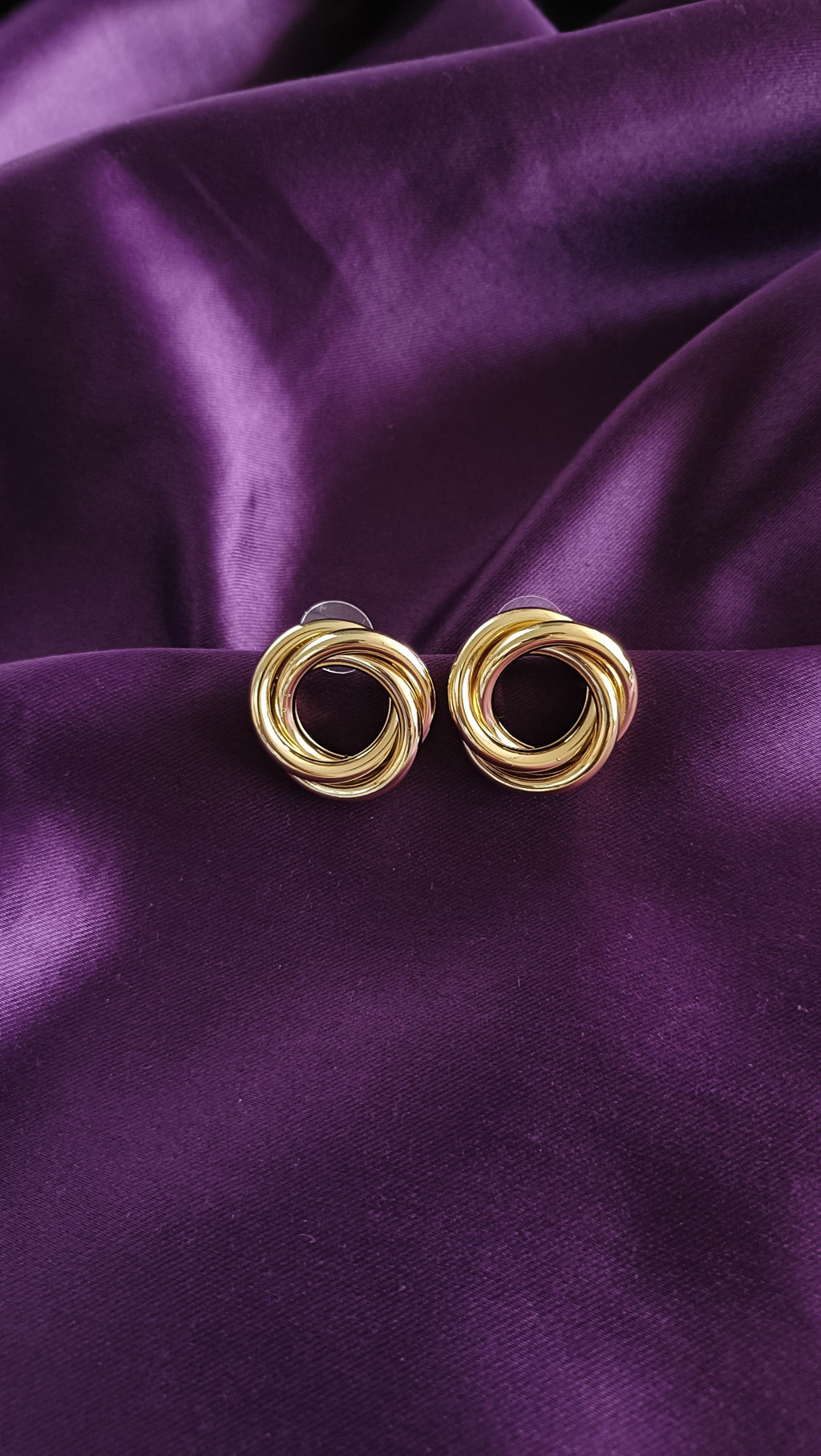 Gold Orbit Swirl Stud Earrings