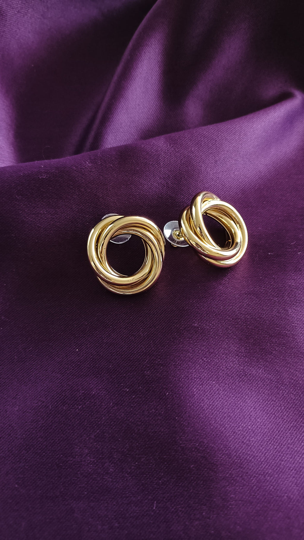 Gold Orbit Swirl Stud Earrings