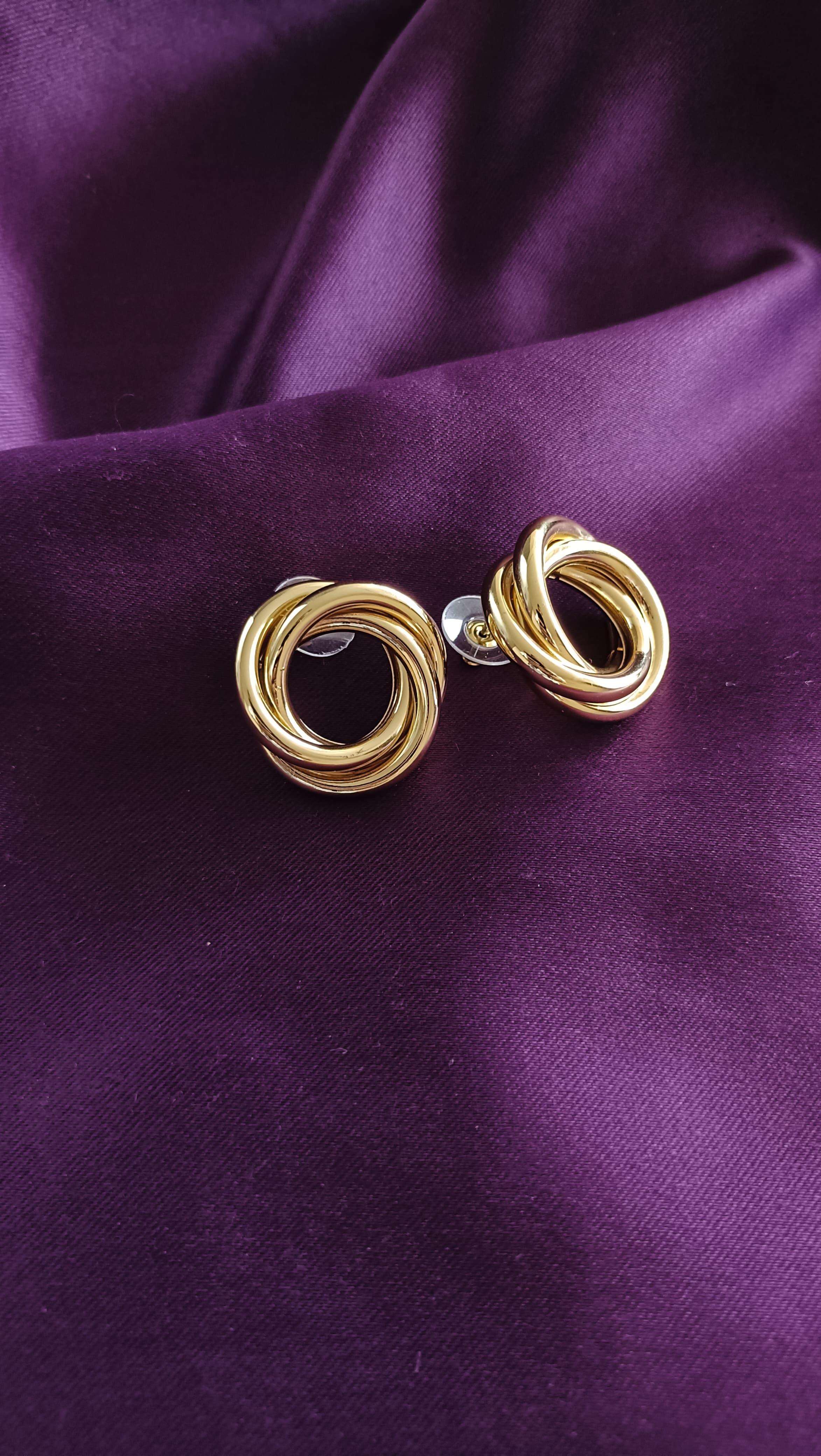 Gold Orbit Swirl Stud Earrings