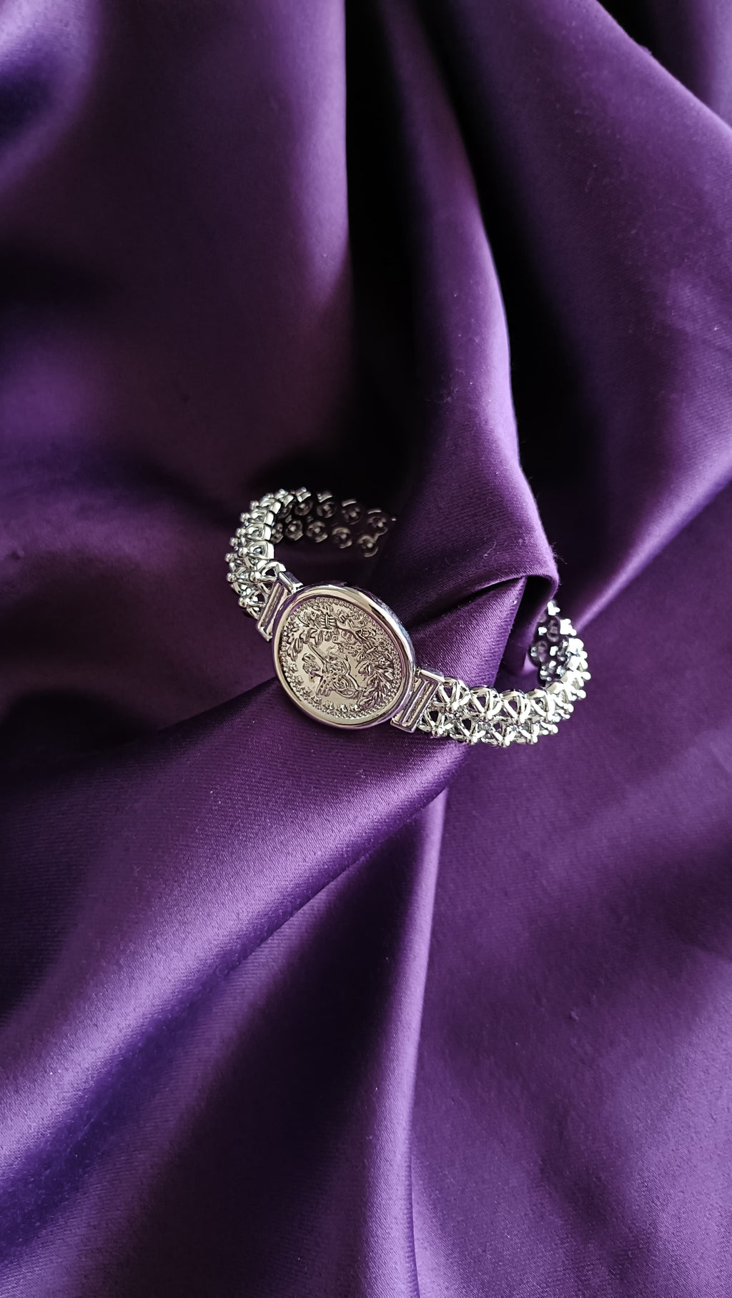 Silver Plated Coin Medallion Chain Bracelet