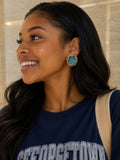 Teal Crystal Star Stud Earrings