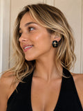 Noir Fleur-de-Lis Gold Stud Earrings