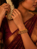 Antique Gold Kundan Pearl Drop Bangle
