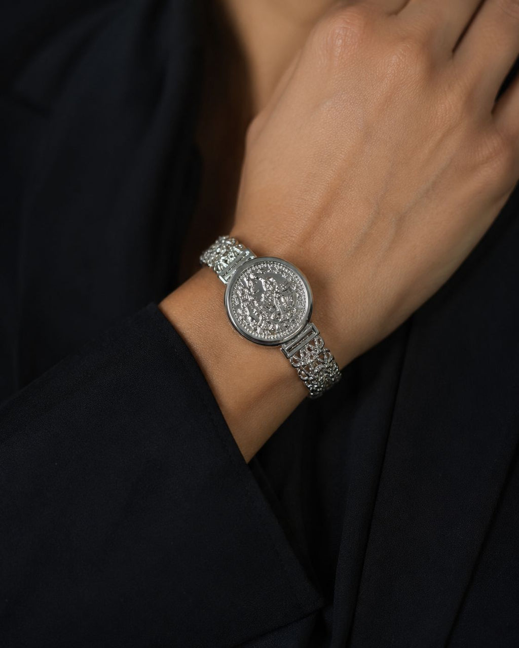 Silver Plated Coin Medallion Chain Bracelet
