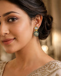 Teal Kundan Dome Drop Earrings