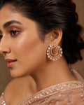 Rose Gold Double Hoop Polki Chandbali Earrings