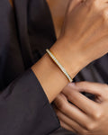 Gold Pavé Half-Bar Crystal Bangle