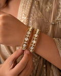 Marquise Polki Gold Bangle — Set of 2